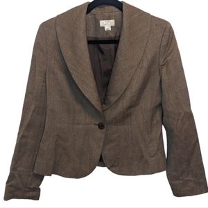 NWOT Ann Taylor LOFT Petites Brown Wool Blazer Suit Jacket